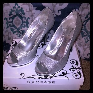 Silver sparkle heels